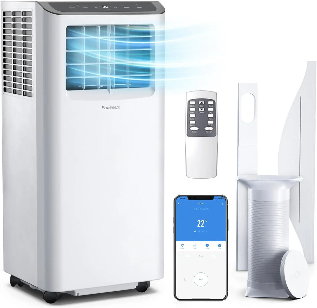 Air Fan, Room Timer, Night, Air Unit, Conditioner Wifi Conditioning Smart Kit, BTU Venting Portable with in Portable Window 1 QCAI Conditioner Dehumidifier, 10000 450SqFt Unit Air 4 for AC