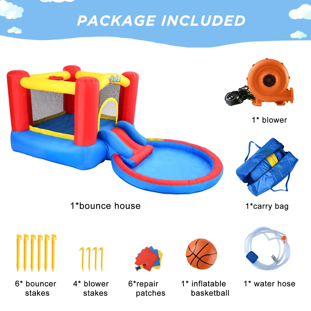 Bounce Wet Kids Basketball Dry with Kits, Pool Fun Hoop Valwix House for Area Blower Inflatable Combo, for , Waterslide with years & 3-5 with Bounce Castle Repair Bouncer Bouncy