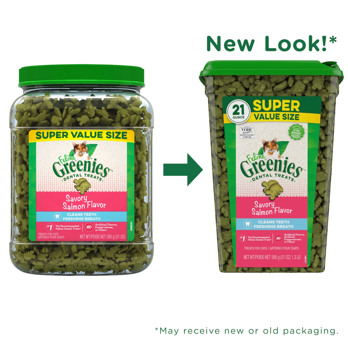 Salmon Natural Cat Flavor, Feline Treats, Greenies Savory Tub oz. Dental 21