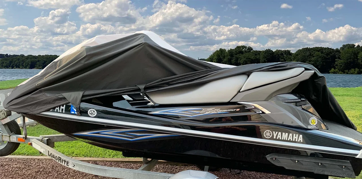 i PWC Cover Ski 2002 Jet Cover Black/Grey 2003 HEAVY-DUTY JetSki Virage Polaris Trailerable Compatible for 2004 SUPER