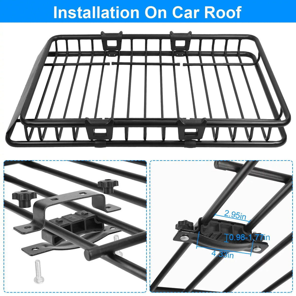 Rack Universal Duty Luggage Hook Carrier Elastic Rack Top Net Roof with Capacity Holder iMounTEK Strap 63x39x6.3in, 220lbs Heavy Basket Black Cargo Car Cargo