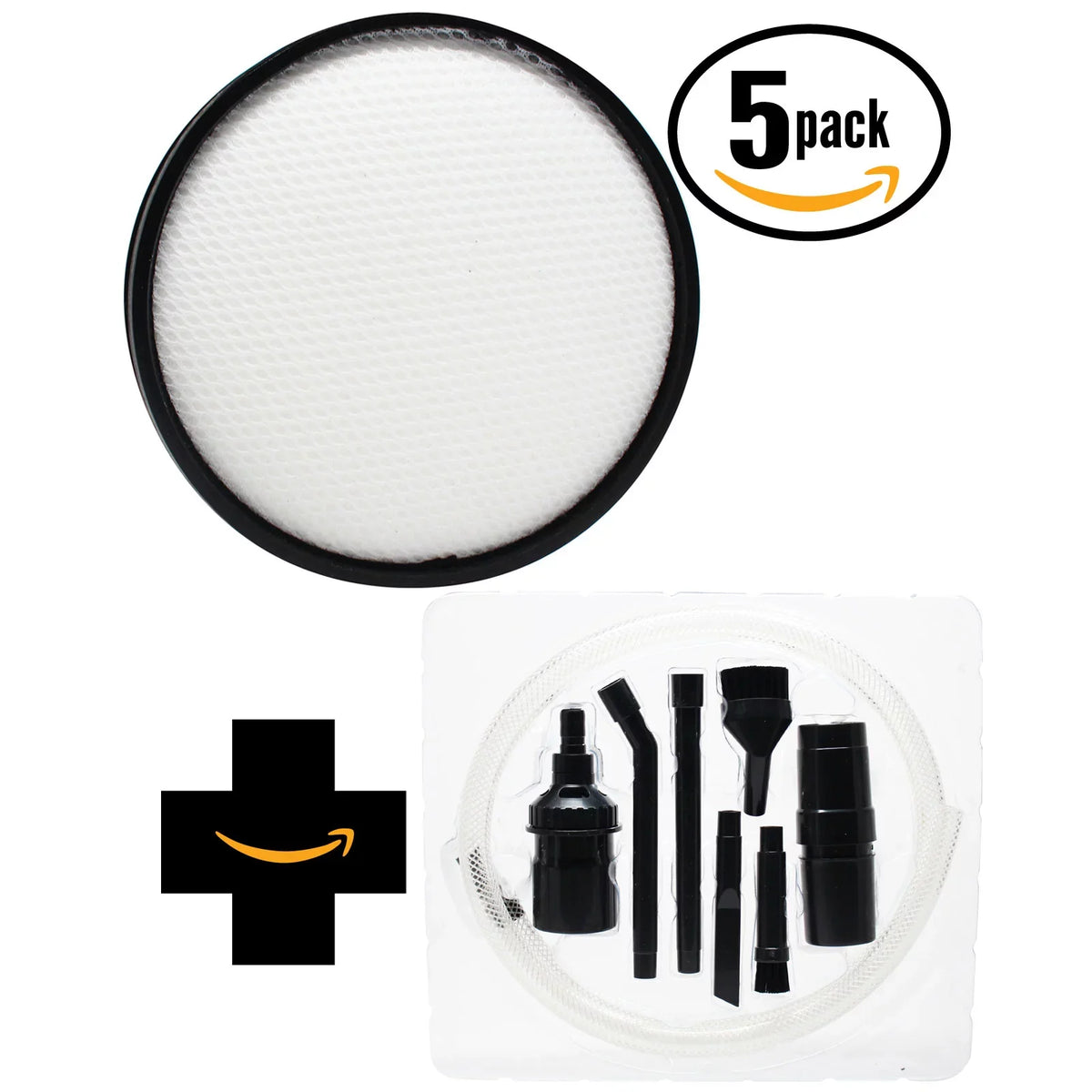 Upright Filter Replacement 5-Pack Windtunnel Vacuum Micro Steerable 7-Piece 303903001 Primary Primary Kit - Attachment Hoover Filter Vacuum Hoover Air Compatible UH72400 with Bagless