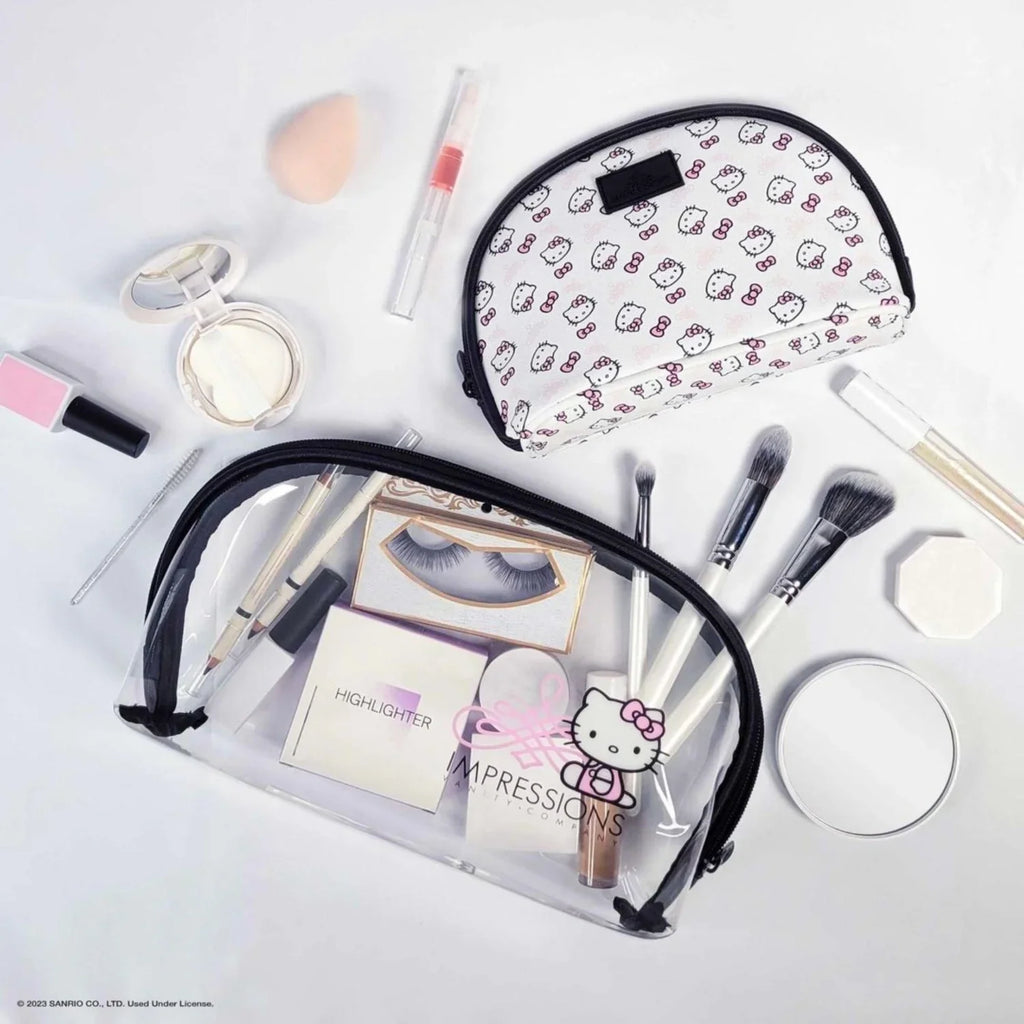 Pcs Bag (White) Waterproof Impressions Makeup Vanity Hello Clutch Kitty 2 Travel Nested Purses, Clutch