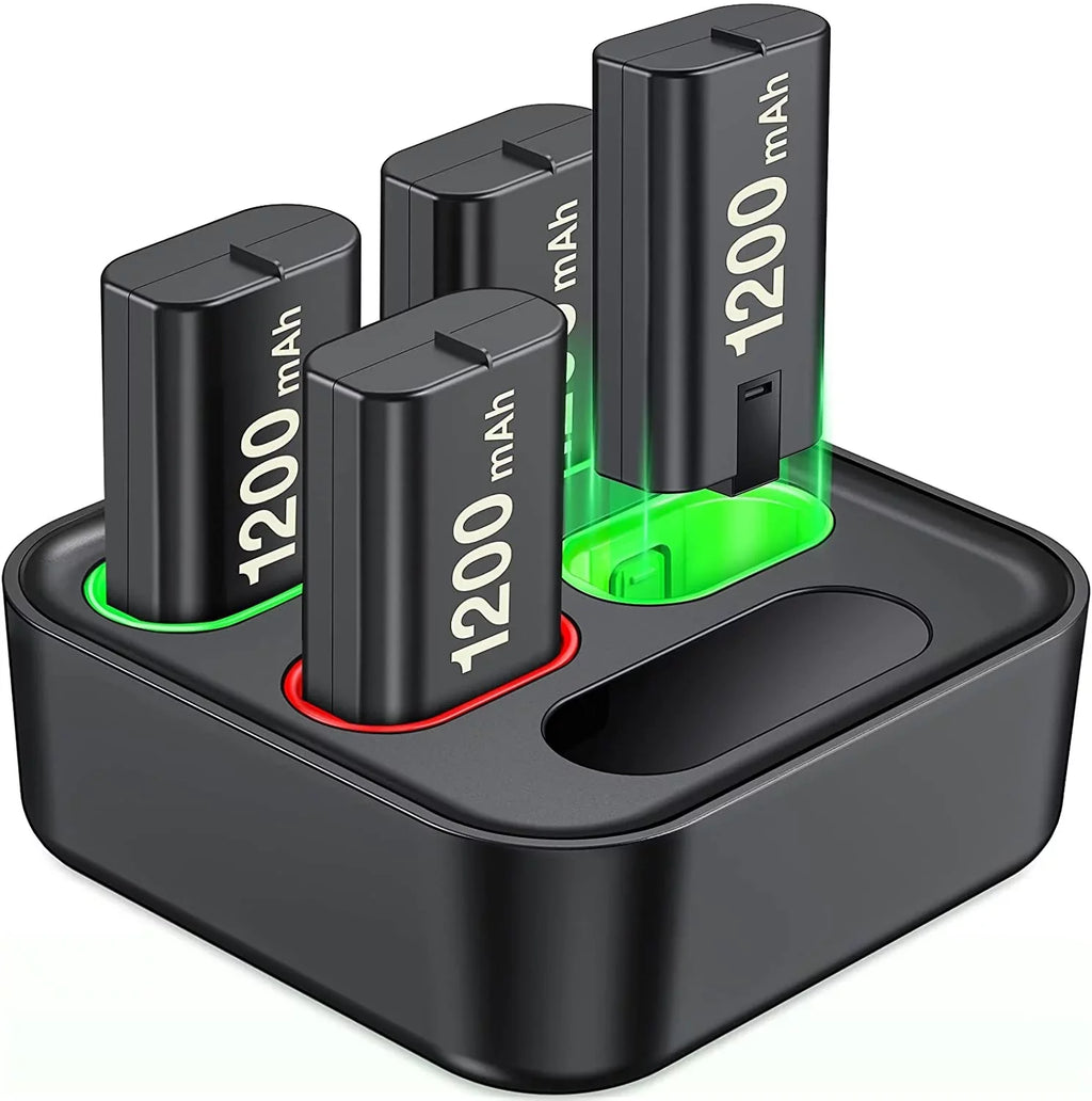 Pack EUROA with S/X/Elite-Black Battery Xbox for for Xbox Battery Rechargeable Controller 4x1200mAh Charger One Pack X|S/Xbox Xbox Series
