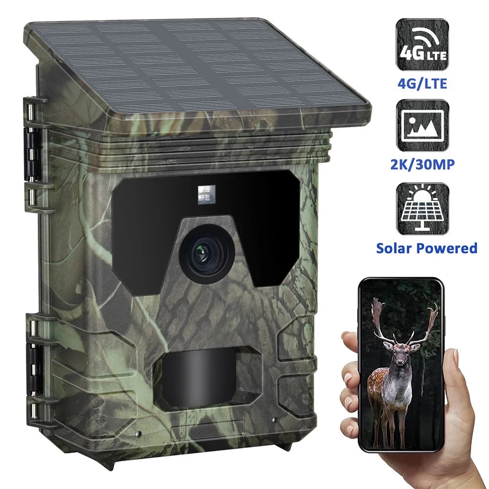 Viewing 30MP Stream Waterproof Supports Camera with Live Infrared App Lixada Activated HC-600Pro Motion 2K Tracking Online Video 256GB 4G