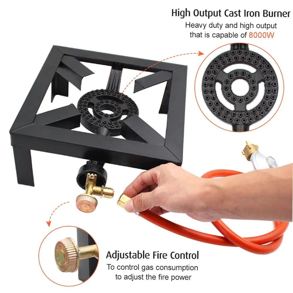 Stove, Iron Cooker Andoer Portable 8KW Cast Gas Control Boiling Ring Fire