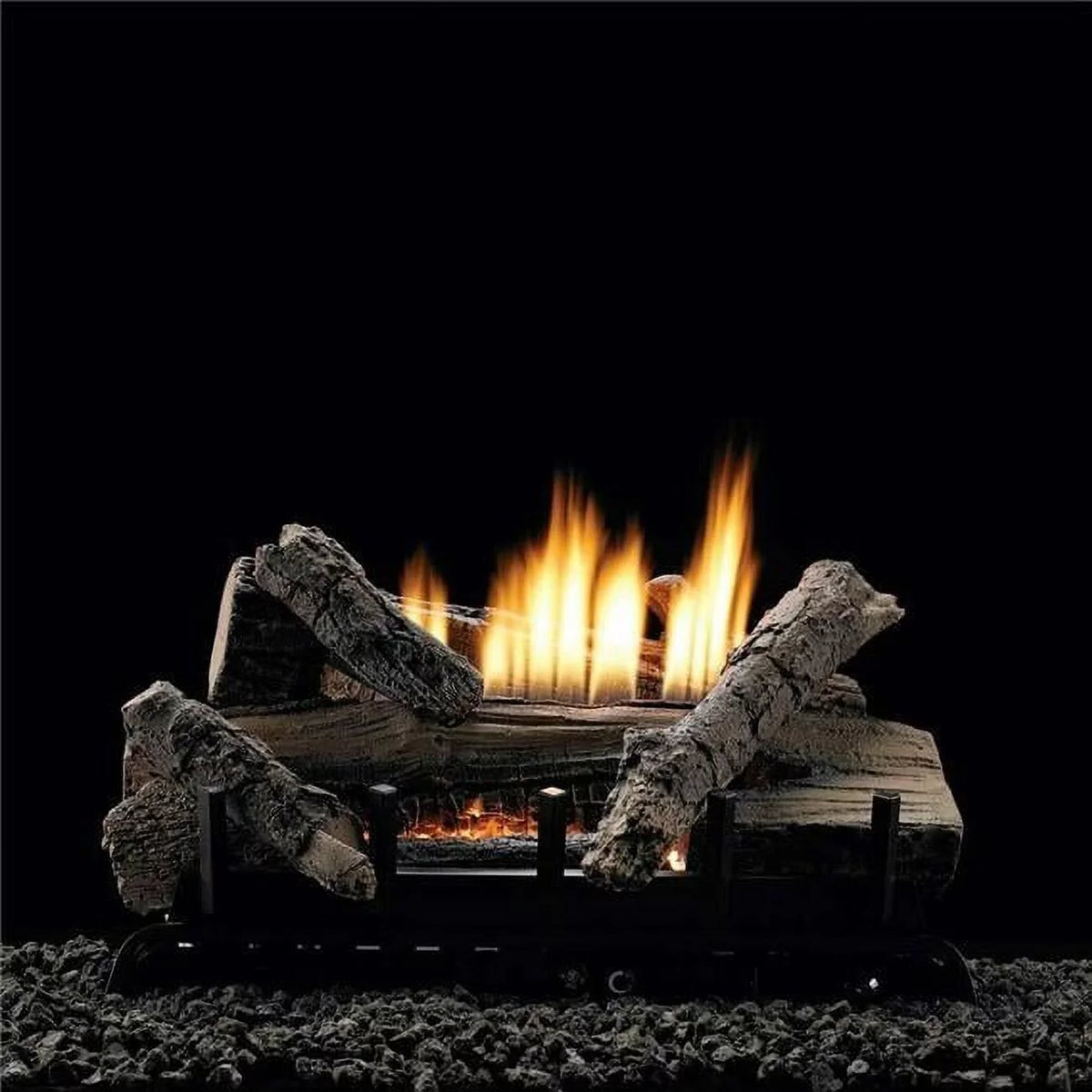 & 24 with Gas Burner, Vent-Free Log Empire Natural - 7 Piece in. Set Manual Vented Refractory