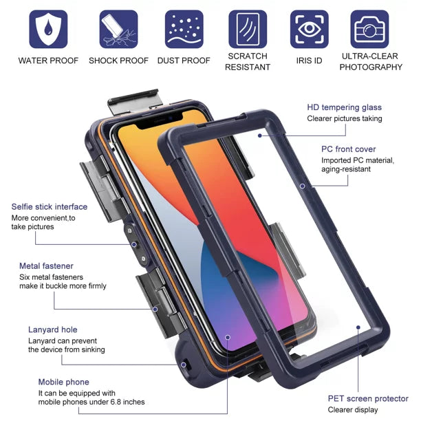 Inch Snorkeling Video Waterproof Case UrbanX HTC for Surfing Swimming Lanyard all Up Underwater to And LCD U19e Photo Protective with Phones [15m/50ft] Diving 6.9 Professional Housing