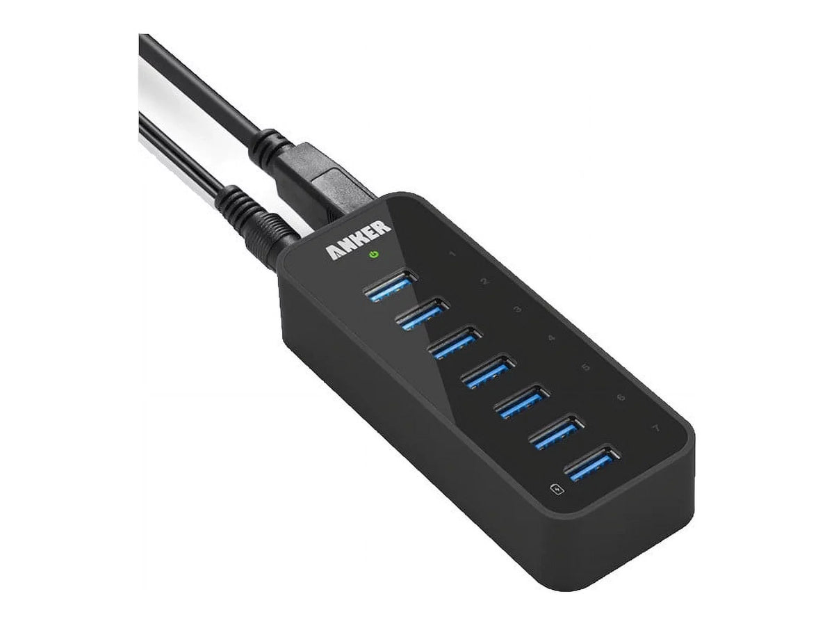 Port 5V 3.0 3A 7-Port Hub VL812-B2 Charging 1.2 Anker Chipset] [VIA 1 12V to up 1.5A, Power Black Adapter Included with BC USB