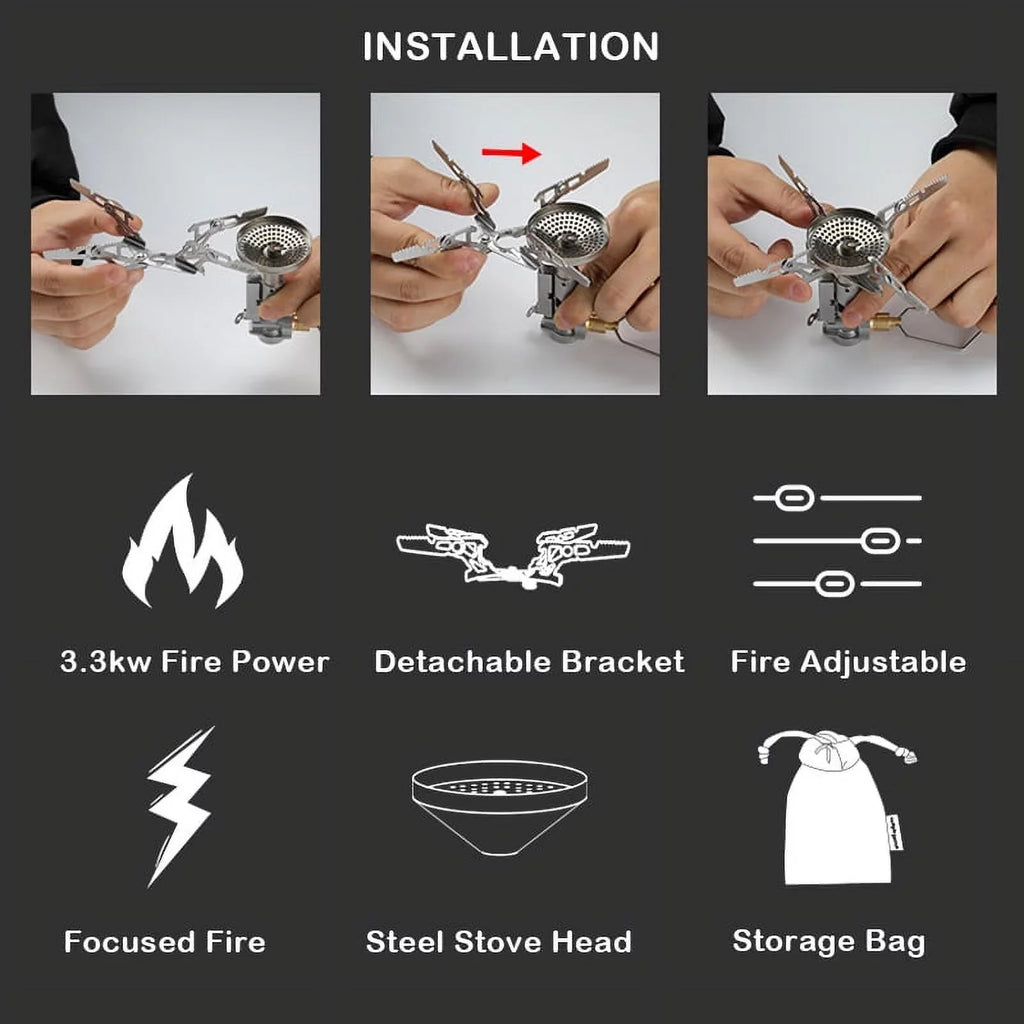CAMPINGMOON Camping Stove Gas Camping High Backpacking Stove 3300W Stove Efficient Split
