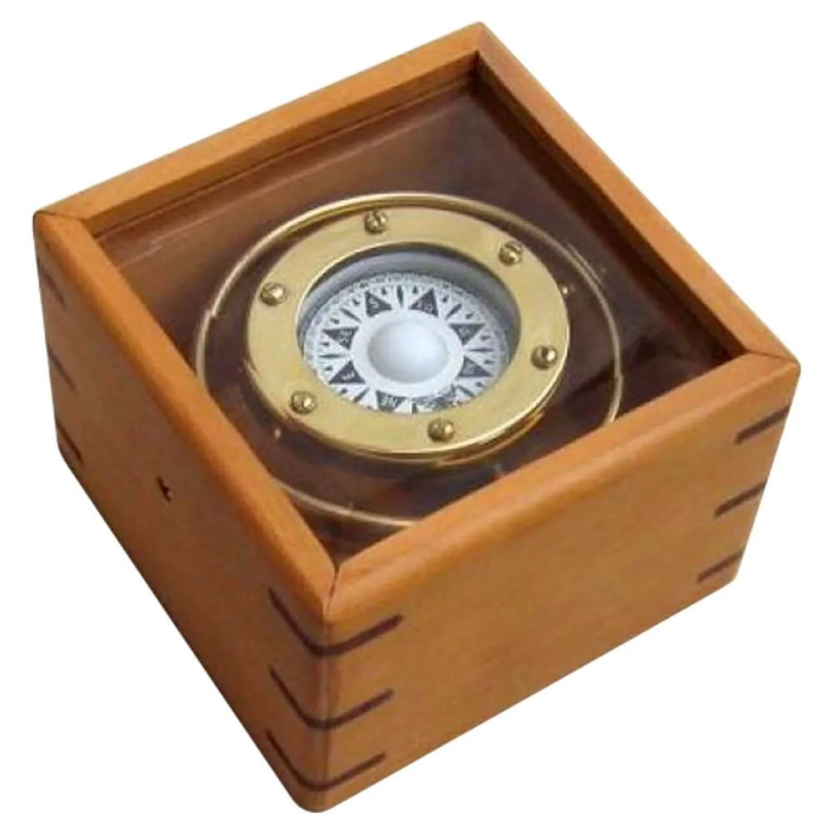 Wood Box Compass Gimbal with Glass