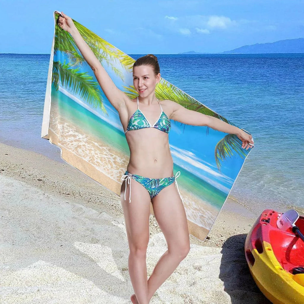 Tropical Towel Beach Thin Sand Beach Quick Towel, Oversized Bestwell Swim Blanket, Microfiber Yoga Free Pool Lightweight Multipurpose Towel Summer 30”X60” Palm Towel Bath Dry Shower