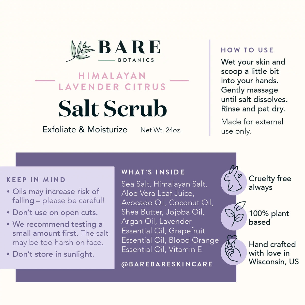 Bare Scrub Himalayan Citrus oz 24 Salt Lavender Scrub Body Botanics