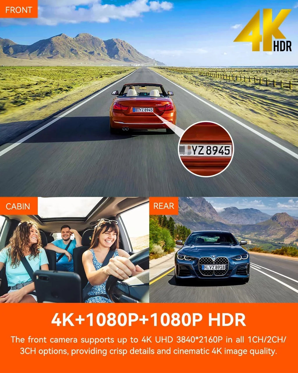 Card Dash Included) | WiFi Pro GPS + 4K + 3 N4 Channel 1080P Cam 4K (Memory Vantrue 1080P Not