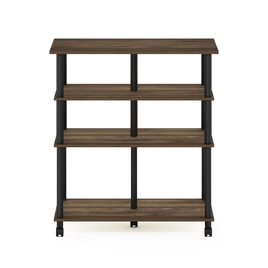 Columbia Furinno Kitchen Walnut/Black 4-Tier wheels, Helena Island Rolling on