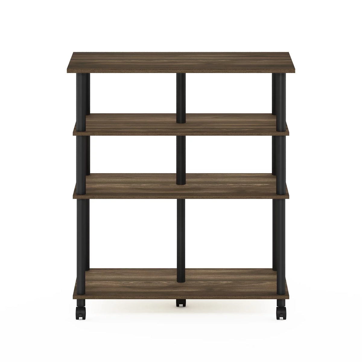 Columbia Furinno Kitchen Walnut/Black 4-Tier wheels, Helena Island Rolling on