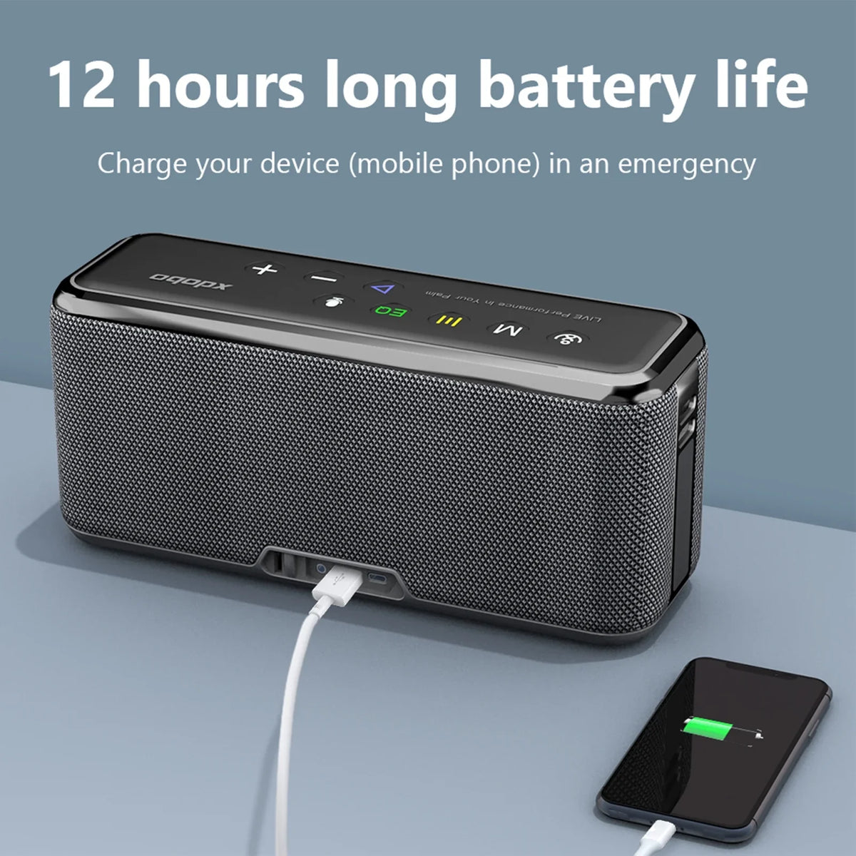 BT5.0 Long IPX5 Portable TF Anself Features, with Waterproof USB Sound, Support, Drive - XDOBO Technology Card Wireless Subwoofer Playtime X8 MAX Portable Speaker AUX Flash Speaker and HiFi