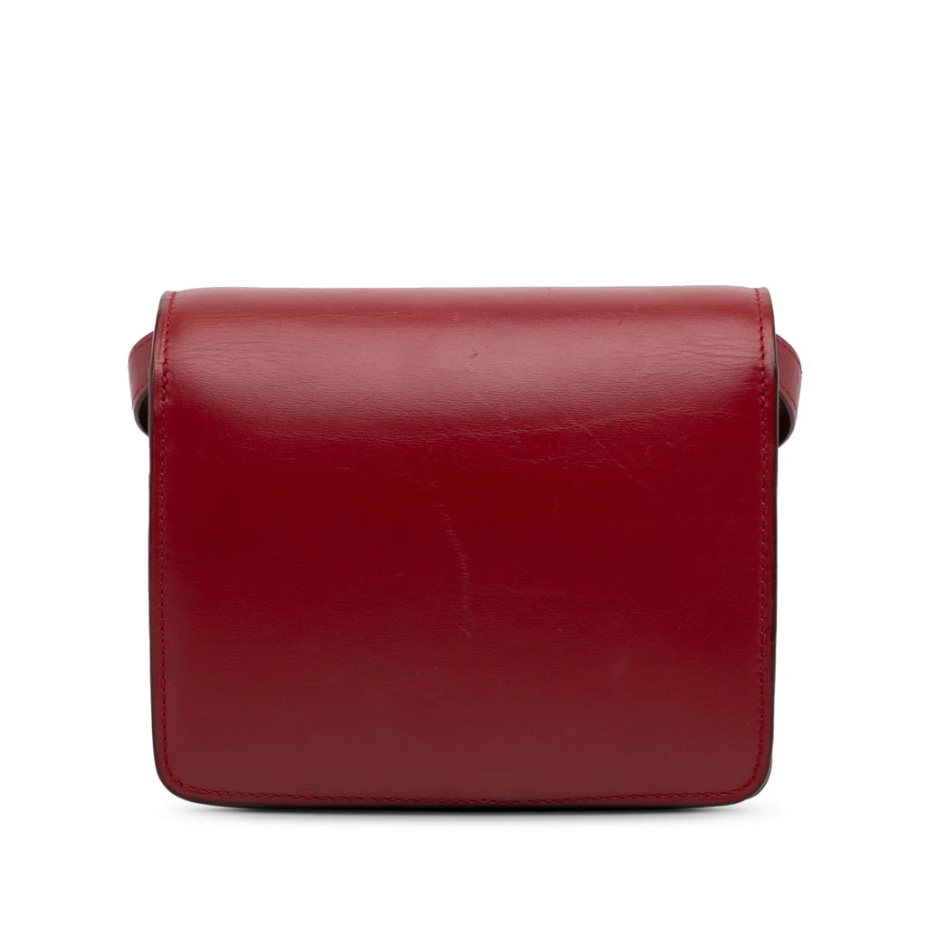 Calf Crossbody Pre-Owned Small (Good) Unisex Classic Box Bag Celine Authenticated Red Leather