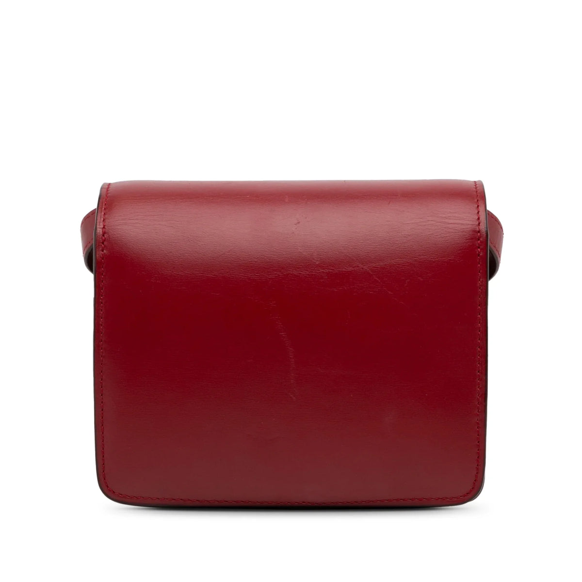 Calf Crossbody Pre-Owned Small (Good) Unisex Classic Box Bag Celine Authenticated Red Leather