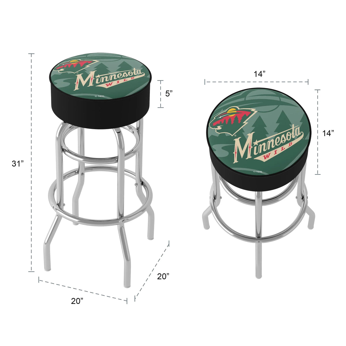 Watermark Stool Bar Padded with Wild Seat Trademark Gameroom Minnesota
