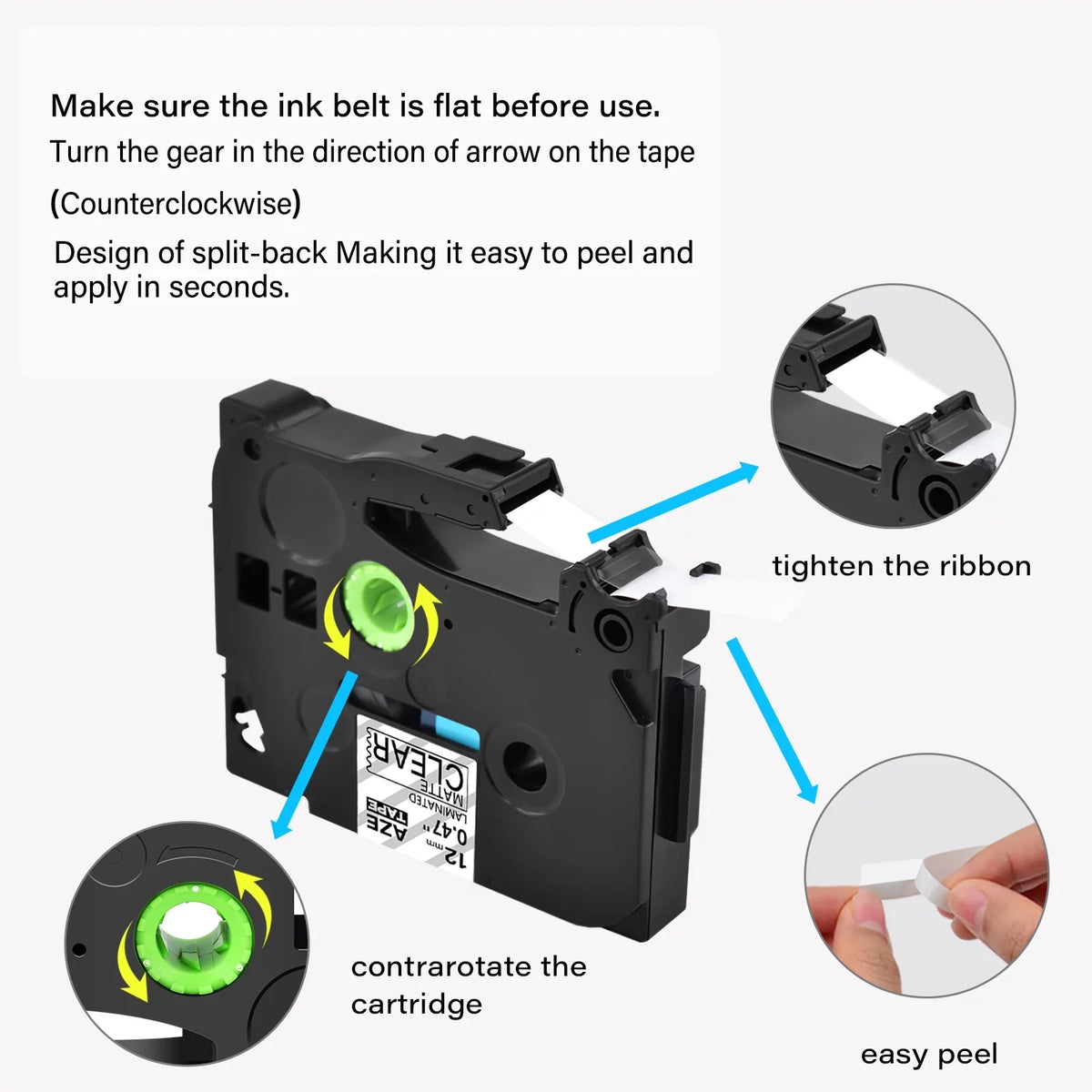 P-touch Black GREENCYCLE Matte Tape 12mm Compatible TZ-M31 for Laminated TZeM31 on Clear Brother TZM31 TZe-M31 Label 30PK 0.47"