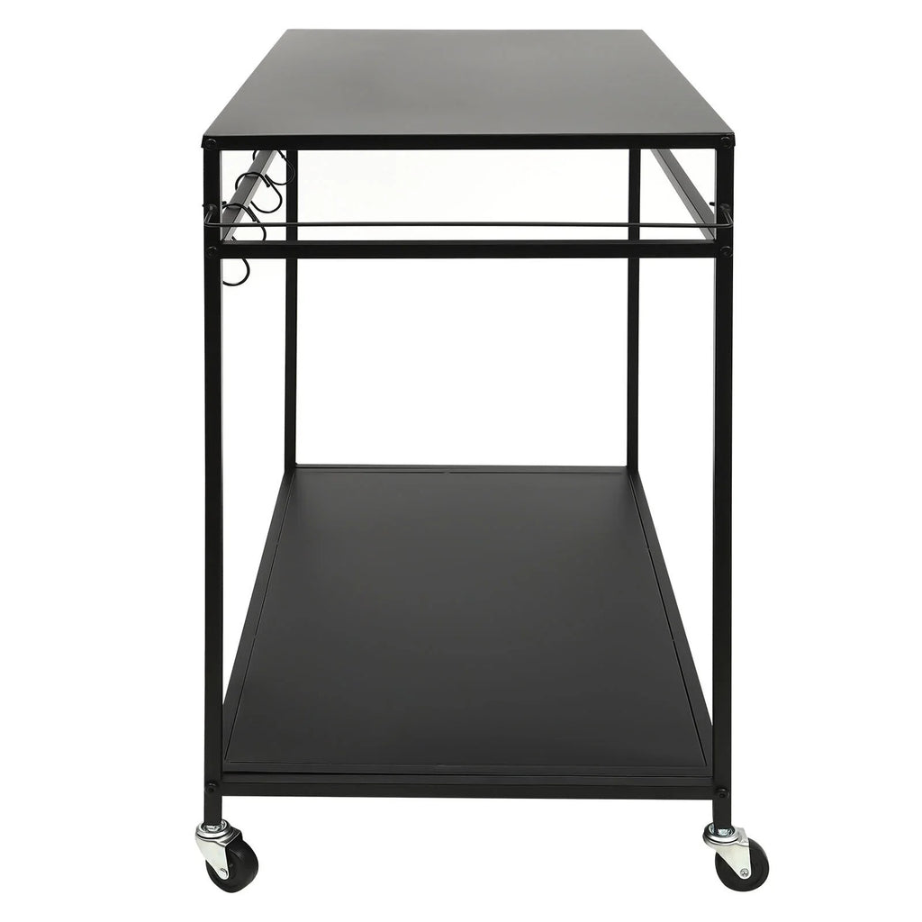 Movable Cook Outdoor Food Serving Station 2-Tier Grill Table Rack Shelf Cart BBQ Prep