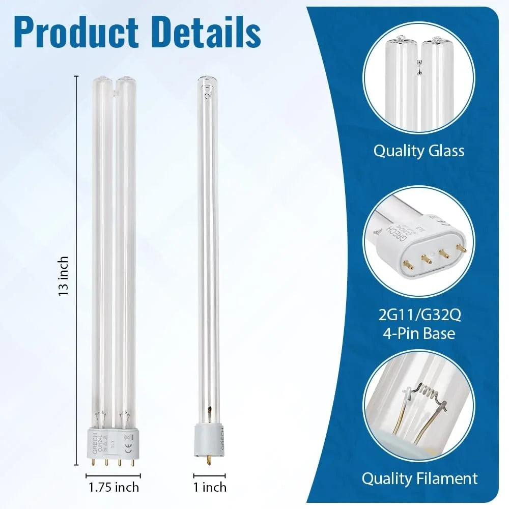 To Koi Fish Pin Pond Replacement Lamp / Light Ultraviole CUV-324 Filter 24W CUV-624 Base 2G11-4 Compatible UV For Aquarium Clarifier