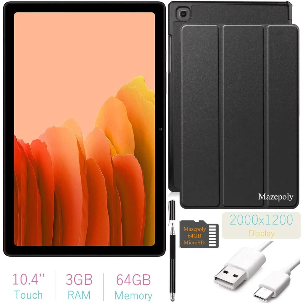 Samsung 2021 A7 (2000x1200) Tab Accessories Mazepoly Bundle, Bluetooth, OS TFT Gold) Tablet Galaxy RAM, (64GB, Wi-Fi 10.4'' with 10 Android 3GB Display