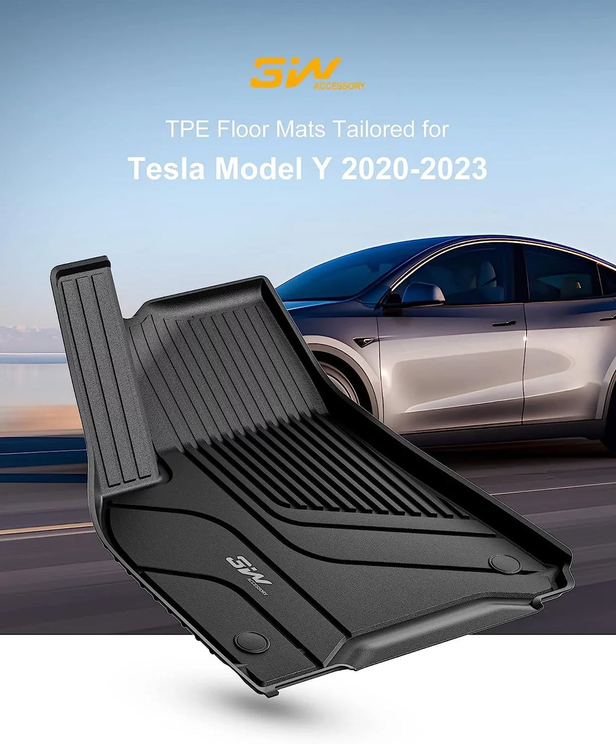 Mats Y for Mats Tesla Floor Mats Tesla Liner for Car Fit and Mats All-Weather Custom Trunk Floor For Black Mat 5-Seater TPE Set & 3W Model Storage and Model Tesla 2020-2023 Cargo Y Full