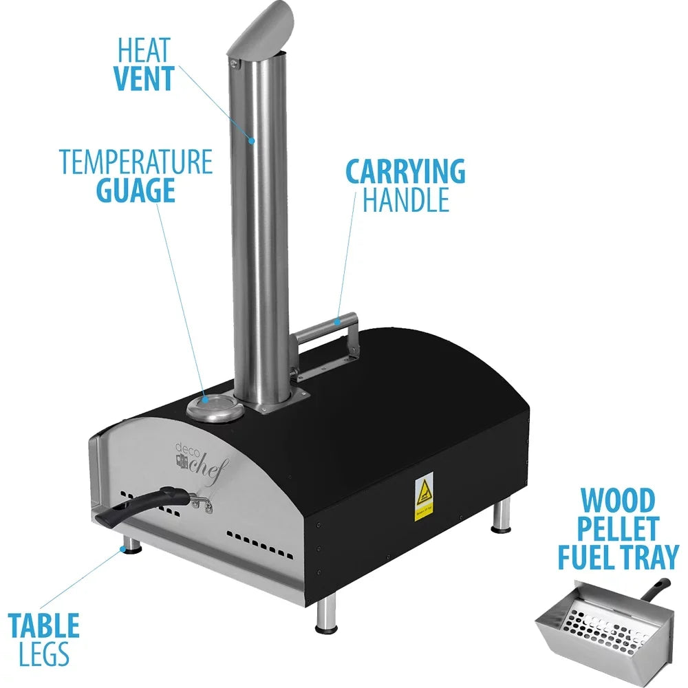 Pizza Slotted with Oven Scoop, Box Steel Deco Stone, Pizza 2-in-1 Pizza and Scraper, Stainless Open Peel, Grill 3-Layer Construction, Outdoor Functionality, (Black) Pizza Dough Grill Oven 13" Chef