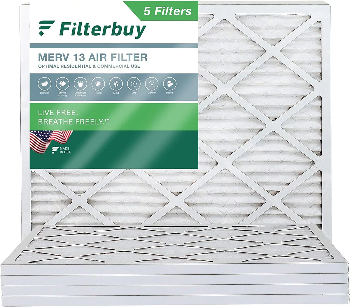 Pleated Furnace 18x20x1 Air 13 MERV Filters AC Filterbuy (5-Pack) HVAC