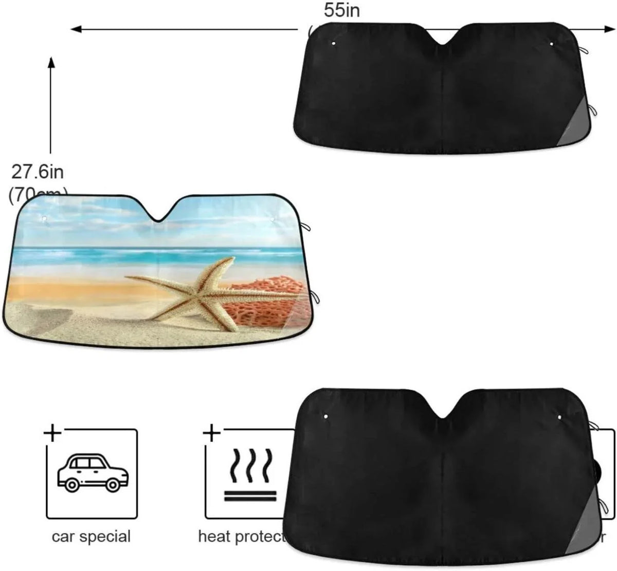 Windshield Protector Bestwell Blocks Visor Tropical Sun Car Sunshade Accessories to and Beach Protect UV for Rays Shade,oldable Cars,SUVs,Trucks-55×27.6in