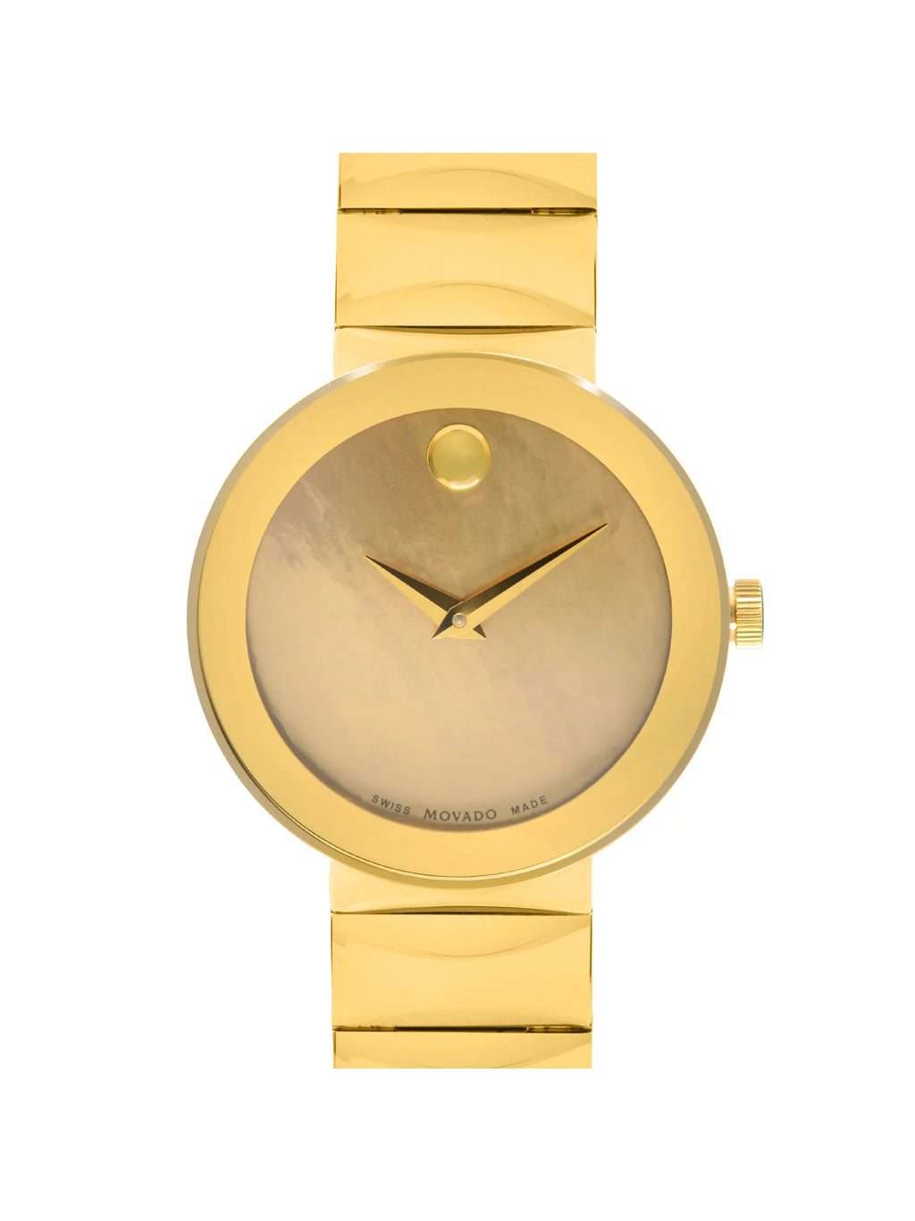 Dial MOP 26mm Ladies Gold Sapphire Quartz Movado Museum Steel Watch 0607049