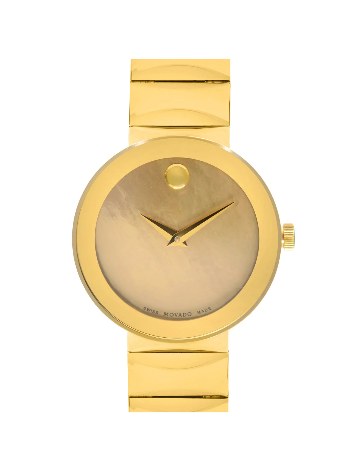 Dial MOP 26mm Ladies Gold Sapphire Quartz Movado Museum Steel Watch 0607049