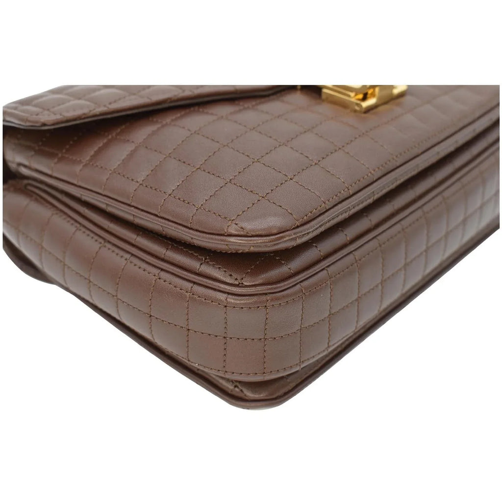 Bag C Medium Pre-owned Leather Crossbody Quilted CELINE Khaki