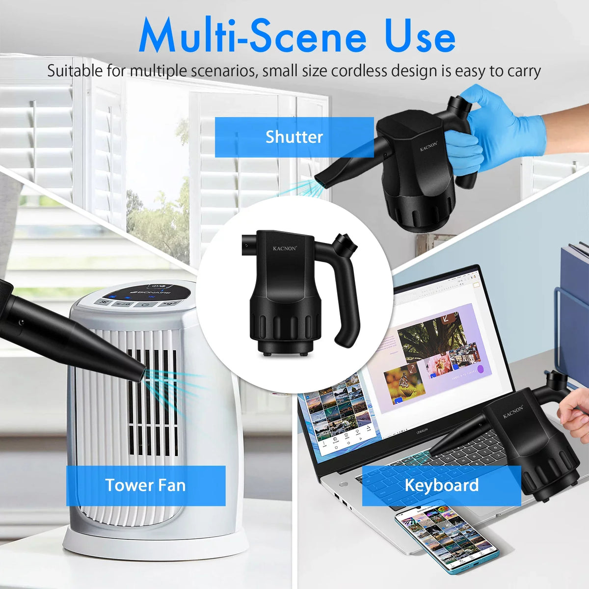 Cordless Dusters for Duster, Compressed PC Destroyer Reesibi Air Rechargeable Reusable 8000mAh Charging, Air Reusable Duster Keyboard Cleaning, Computer Fast 10W Electric Duster Air Dust