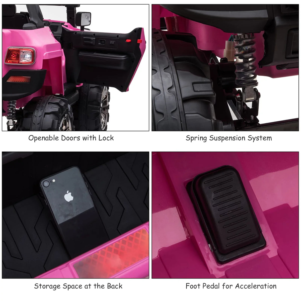 Pink Police Car SUV 2-Seater Truck Ride Remote Kids with Parental Toy On Aosom Control, Electric 12V
