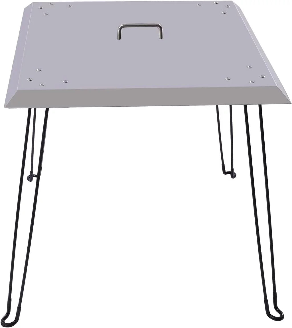 and Fire 24 Pit Push 24 24 to Heat Steel Cover Legs Handle, in) x 24x24x24 (Square, Inch, x Square Carrying Heat Fire Deflector, w/Foldable Stainless 1.5mm Thick, Fire Burner Pit Down Pit Cover