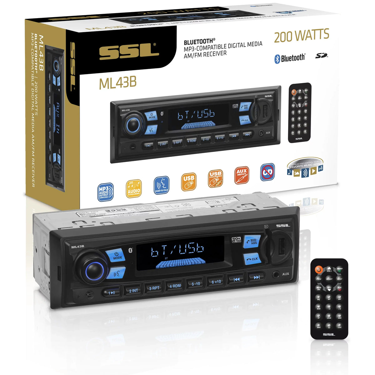 Bluetooth, USB, Car Stereo, CD, ML43B No AM/FM SD, Storm Sound Laboratories