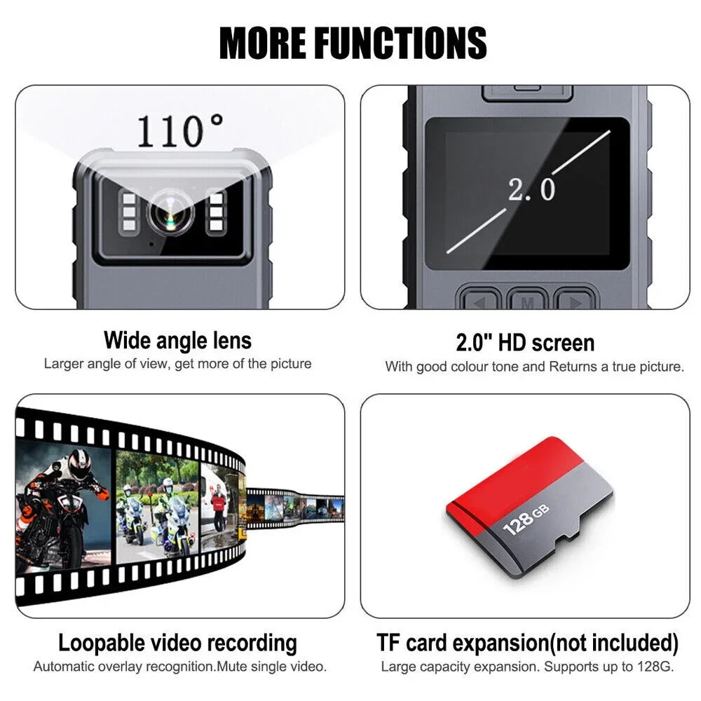 JLLOM Body Vision Night and with Police IR Camera Mini 1080P - DVR Video Audio Camcorder