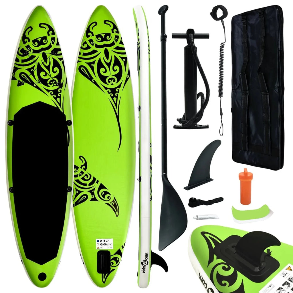 Green Paddleboard Inflatable Carevas 144.1"x29.9"x5.9" Set