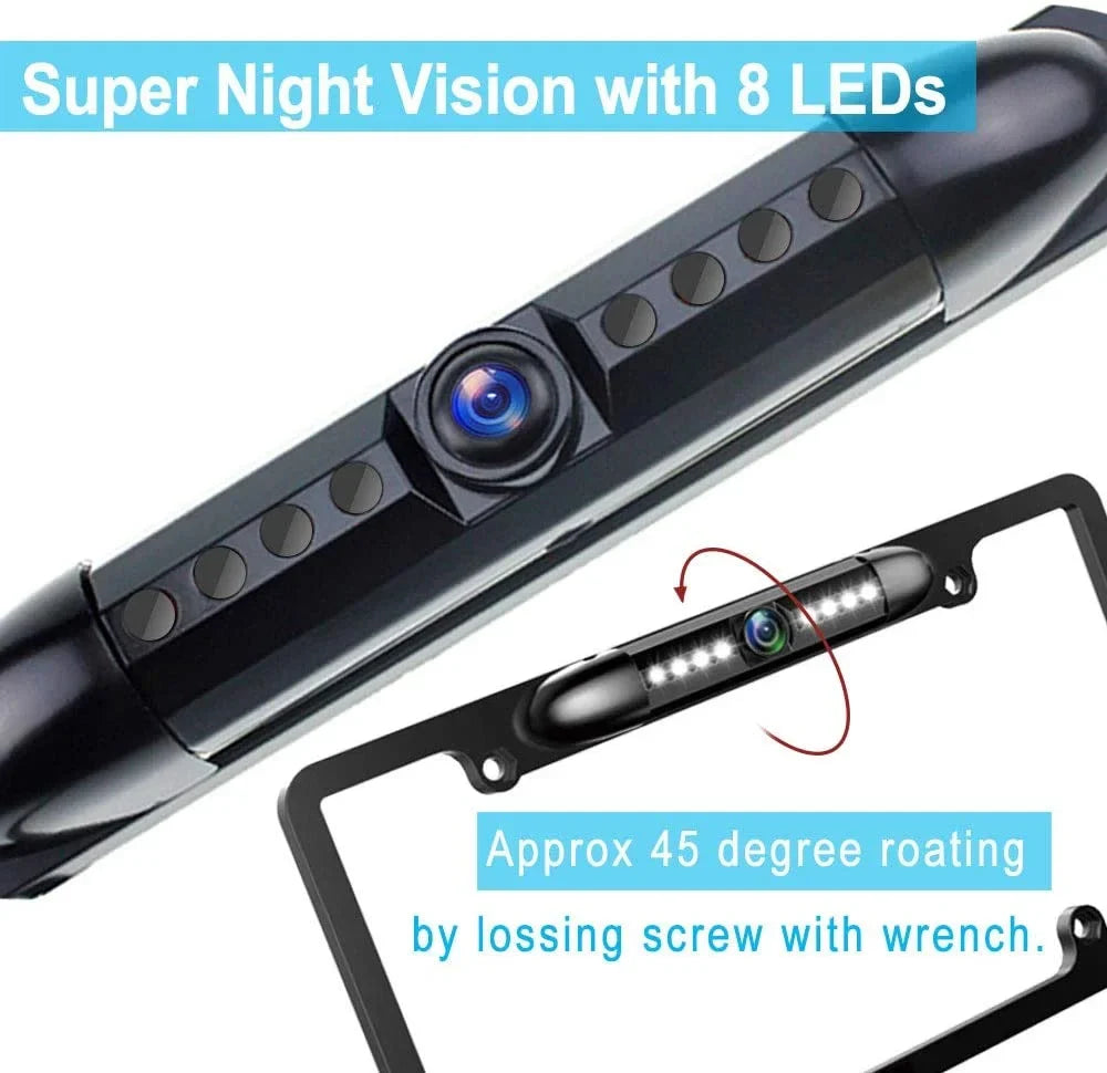 Camera LED High Universal Viewing Plate Reversing CAM2100S Car Backup License Waterproof Vision View 8 Plate Night Camera License 170° HD Angle Absolute Sensitive Bright Chrome Rear Camera,