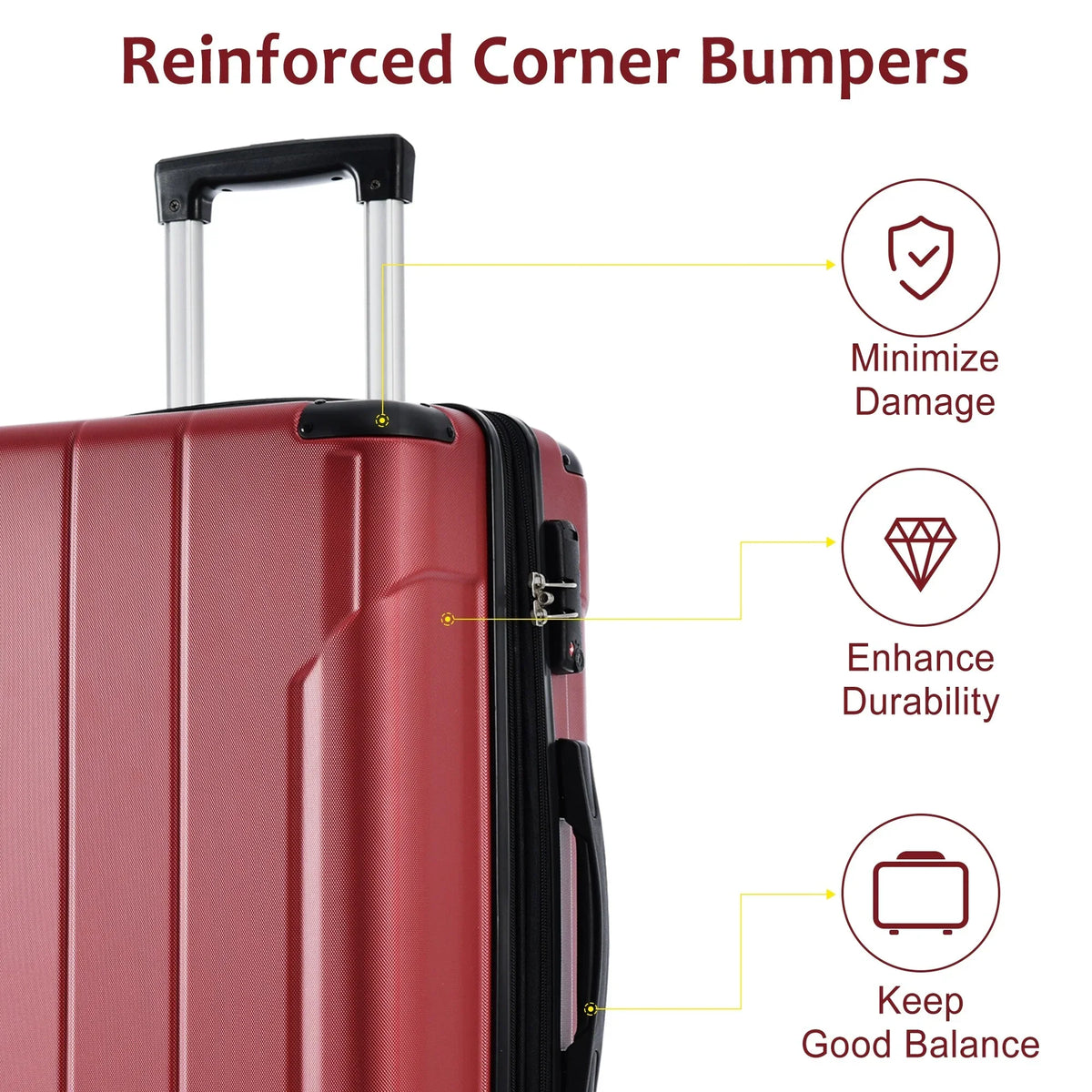 Carry Spinner 20in, with Hardshell Expansion Approved Handle Luggage Lightweight Suitcase Adjustable on TSA Lock ABS and Airline