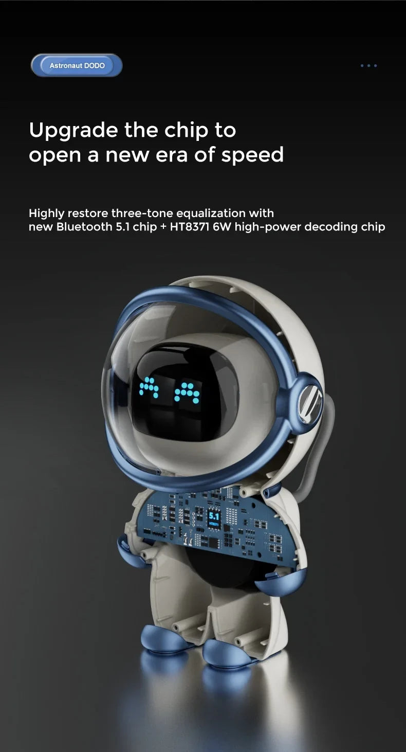 Alarm, FM Clock, TF Astronaut-Shaped Card Night Bluetooth with Smart Support Light Radio, Sleep Speaker and