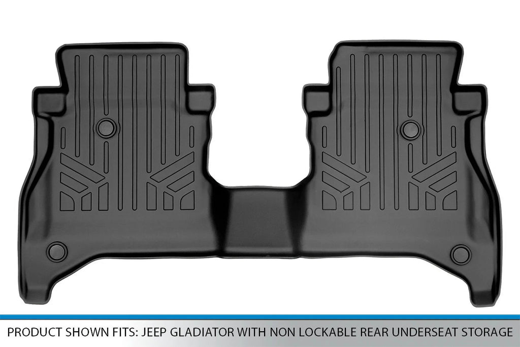Black Storage Lockable with Gladiator, Floor Mats Jeep 2nd 2020-2023 Fit Underseat Row Non Smartliner SB0479 Custom Liner for Rear