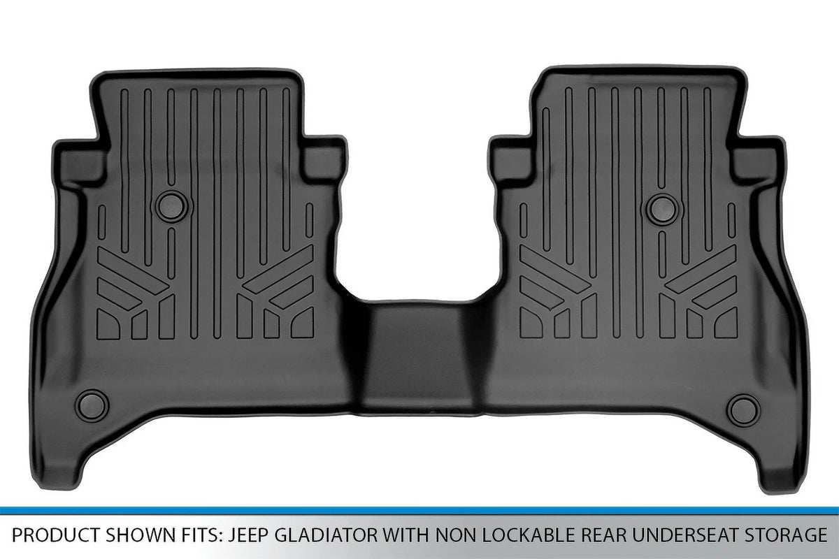 Black Storage Lockable with Gladiator, Floor Mats Jeep 2nd 2020-2023 Fit Underseat Row Non Smartliner SB0479 Custom Liner for Rear