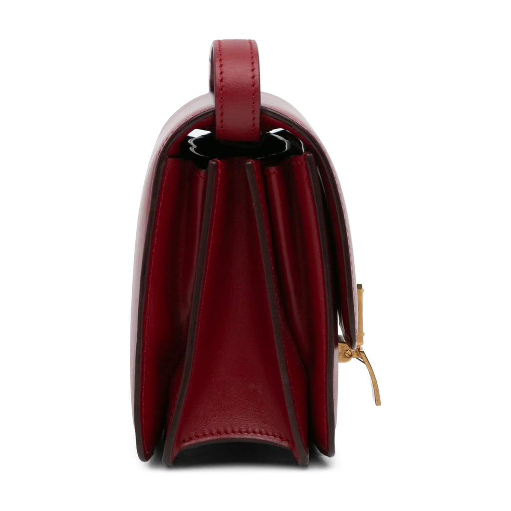 Calf Crossbody Pre-Owned Small (Good) Unisex Classic Box Bag Celine Authenticated Red Leather