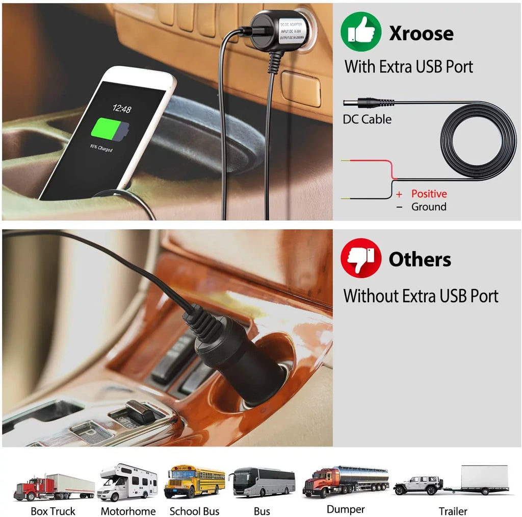 Rear Camera Camera Recorder Backup Monitor Kit Long for Pickup Wireless Signal RV Range Truck Motorhome 1080P Xroose CM1 with Button Trailer, Monitor View DVR Touch Camper, for + 7” Extra