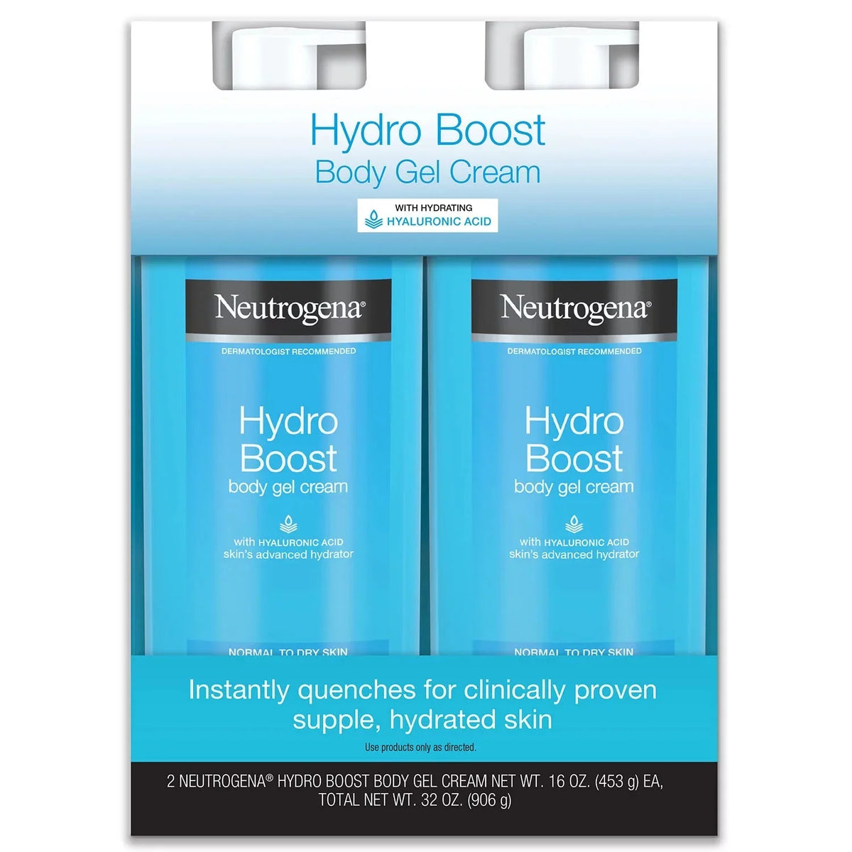Acid, 2) Hyaluronic Body Fast with Hydro Hydrating Cream Boost Absorbing S Fragrance-Free for Neutrogena (Pack Cream Gel of