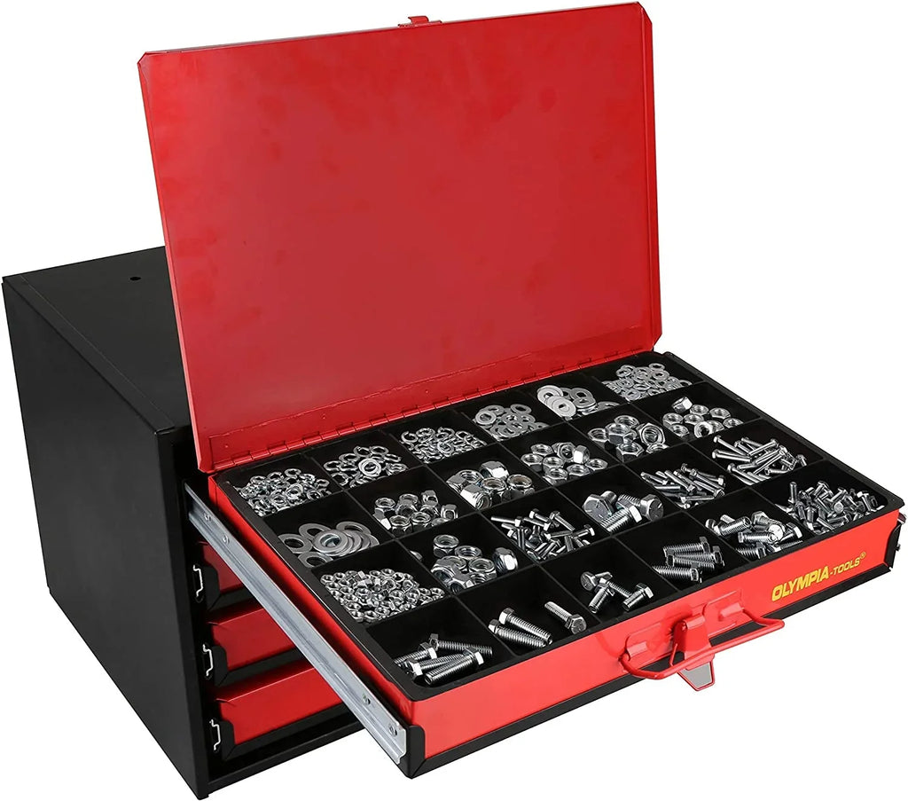 QCAI includes Small Hardware, 4-Drawer 2500-pieces Hardware Organizer black/red 90-806